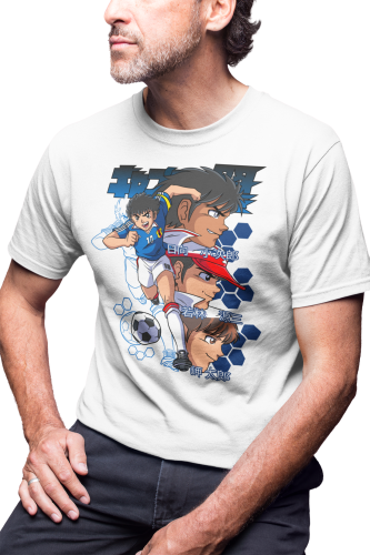 KOSZULKA MĘSKA KAPITAN JASTRZĄB CAPTAIN TSUBASA MANGA ANIME POSTACIE WHITE