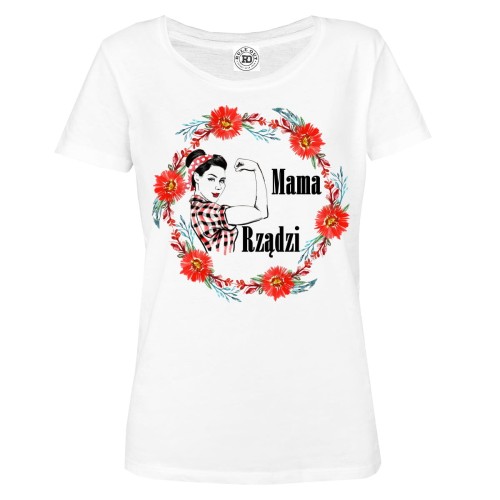 KOSZULKA DAMSKA NA DZIEŃ MATKI PREZENT DLA MAMY MAMA RZĄDZI