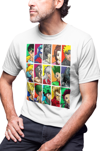 MĘSKA KOSZULKA DLA FANA ANIME MANGA POSTACIE BOHATEROWIE HEROES NARUTO DRAGON BALL CZARODZIEJKA Z KSIĘŻYCA
