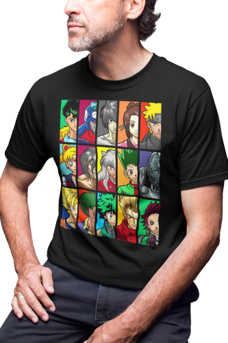 MĘSKA KOSZULKA DLA FANA ANIME MANGA POSTACIE BOHATEROWIE HEROES NARUTO DRAGON BALL CZARODZIEJKA Z KSIĘŻYCA 