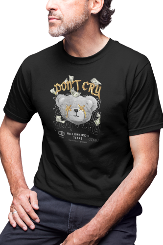 MĘSKA KOSZULKA MOTYWACYJNA PLUSZOWY MIŚ CASUAL NIE PŁACZ DON'T CRY 