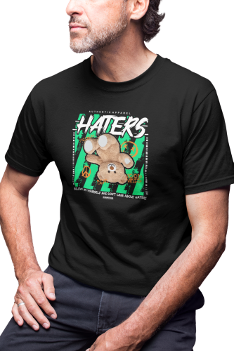 MĘSKA KOSZULKA MOTYWACYJNA PLUSZOWY MIŚ CASUAL DON'T CARE ABOUT HATERS 