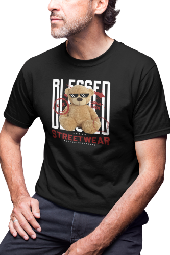 MĘSKA KOSZULKA MOTYWACYJNA PLUSZOWY MIŚ CASUAL BLESSED 