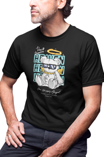 MĘSKA KOSZULKA MOTYWACYJNA PLUSZOWY MIŚ ANIOŁEK CASUAL DAY DREAMER HEAVEN 