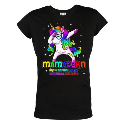 KOSZULKA DAMSKA PREZENT NA DZIEŃ MAMY DLA MAMY MAMACORN UNICORN TĘCZOWY JEDNOROŻEC LIKE A NORMAL MAMA ONLY MORE AWESOME