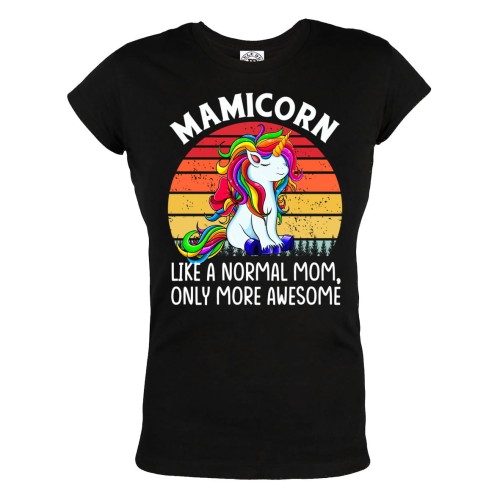 KOSZULKA DAMSKA PREZENT NA DZIEŃ MATKI DLA MAMY MAMICORN UNICORN TĘCZOWY JEDNOROŻEC LIKE A NORMAL MOM ONLY MORE AWESOME 1