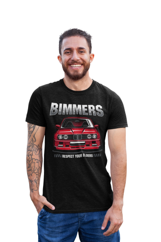 KOSZULKA MOTO MOTORYZACYJNA SAMOCHÓD CZERWONE BMW MPOWER E30 BIMMERS
