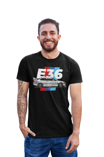 KOSZULKA MOTO MOTORYZACYJNA SAMOCHÓD SREBRNE BMW E36 MPOWER 