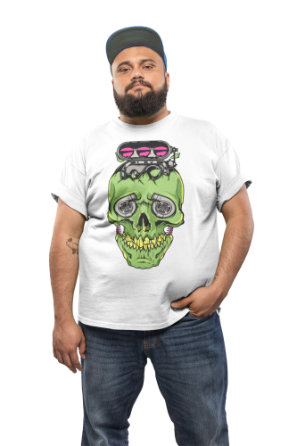 KOSZULKA MOTO MOTORYZACYJNA ZIELONA CZASZKA CZACHA CZĘŚCI 