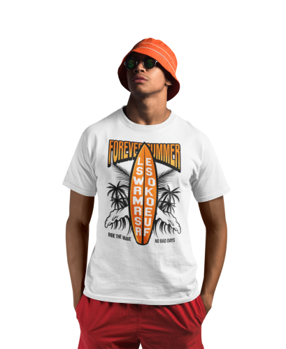 KOSZULKA NA LATO WAKACYJNA WAKACJE FOREVER SUMMER LESS WORK MORE SURF 