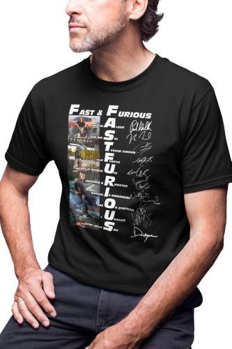 KOSZULKA MĘSKA FILMOWA DLA FANA FAST & FURIOUS SZYBCY I WŚCIEKLI AUTOGRAFY 