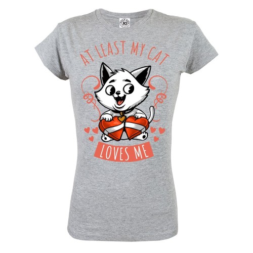 KOSZULKA WALENTYNKOWA PREZENT NA WALENTYNKI DLA NIEJ AT LEAST MY CAT LOVES ME 