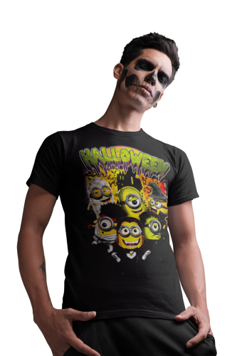 MĘSKA KOSZULKA Z NADRUKIEM NA HALLOWEEN HORROR BAJKA MINIONKI ŻÓŁTE STWORKI 