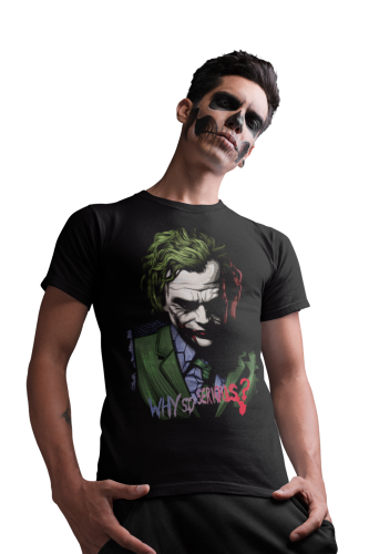MĘSKA KOSZULKA Z NADRUKIEM NA HALLOWEEN HORROR WHY SO SERIOUS? JOKER 