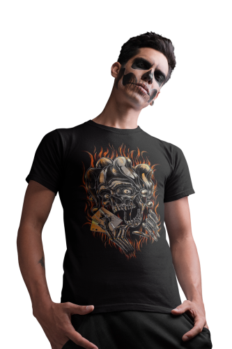 MĘSKA KOSZULKA Z NADRUKIEM NA HALLOWEEN HORROR JOKER PŁOMIENIE