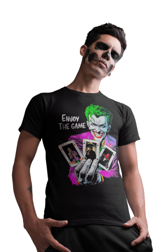 MĘSKA KOSZULKA Z NADRUKIEM NA HALLOWEEN HORROR JOKER ENJOY THE GAME 
