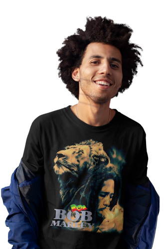 KOSZULKA MĘSKA MUZYCZNA DLA FANA REGGAE JAMAICA MUSIC BOB MARLEY LION 