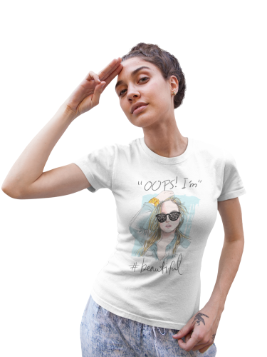 DAMSKA KOSZULKA CASUAL DLA KOBIETY PEWNEJ SIEBIE PIĘKNA OOPS I'M BEAUTIFUL 
