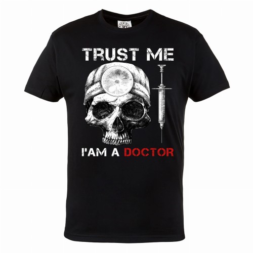 KOSZULKA MĘSKA Z CZASZKĄ CZACHA STRZYKAWKA TRUST ME I AM A DOCTOR 
