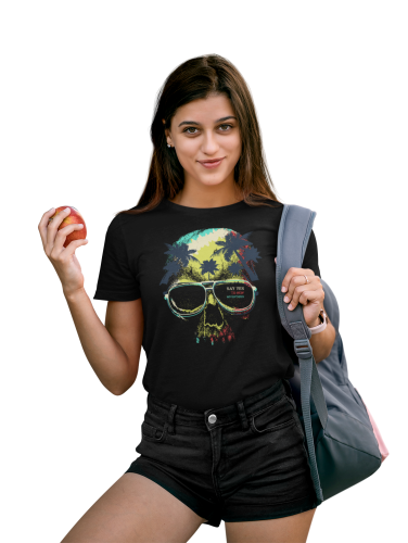 DAMSKA KOSZULKA CASUAL Z CZASZKĄ CZACHA SUMMER SKULL NEW ADVENTURES 