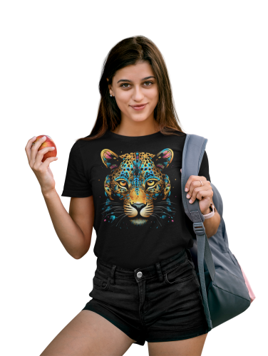 DAMSKA KOSZULKA CASUAL ZWIERZĘTA PANTERA LAMPART DZIKA NATURA ANIMAL 
