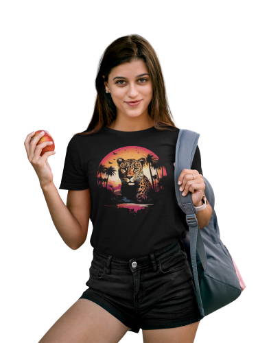 DAMSKA KOSZULKA CASUAL ZWIERZĘTA PANTERA LAMPART DZIKA NATURA ANIMAL 