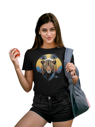 DAMSKA KOSZULKA CASUAL ZWIERZĘTA PANTERA LAMPART DZIKA NATURA ANIMAL 