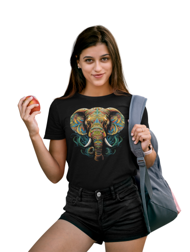 DAMSKA KOSZULKA CASUAL ZWIERZĘTA MALOWANY SŁOŃ DZIKA NATURA ANIMAL 