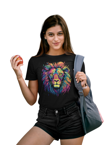DAMSKA KOSZULKA CASUAL ZWIERZĘTA MALOWANY LEW DZIKA NATURA ANIMAL LION 