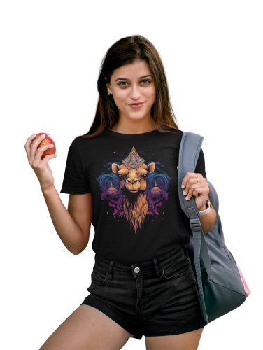 DAMSKA KOSZULKA CASUAL ZWIERZĘTA WIELBŁĄD DZIKA NATURA ANIMAL CAMEL 