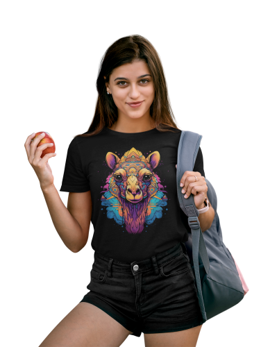 DAMSKA KOSZULKA CASUAL ZWIERZĘTA WIELBŁĄD DZIKA NATURA ANIMAL CAMEL 