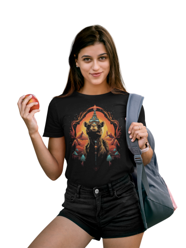 DAMSKA KOSZULKA CASUAL ZWIERZĘTA WIELBŁĄD PIRAMIDY DZIKA NATURA ANIMAL CAMEL