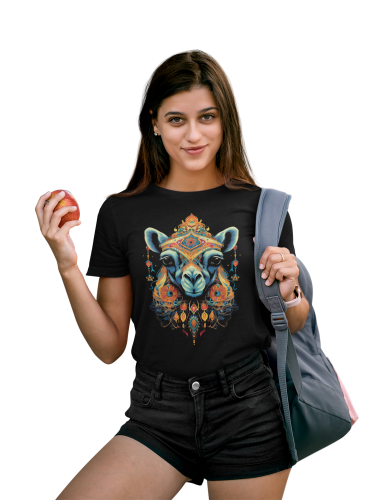 DAMSKA KOSZULKA CASUAL ZWIERZĘTA WIELBŁĄD DZIKA NATURA ANIMAL CAMEL 