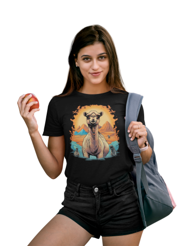 DAMSKA KOSZULKA CASUAL ZWIERZĘTA WIELBŁĄD PUSTYNIA PIRAMIDY DZIKA NATURA ANIMAL CAMEL