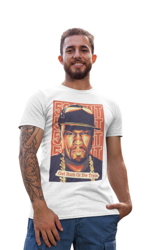 KOSZULKA MUZYCZNA RAPER AMERYKAŃSKI RAP 50CENT GET RICH OR DIE TRYIN' 