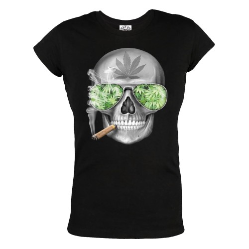 KOSZULKA DAMSKA WEED CZASZKA 