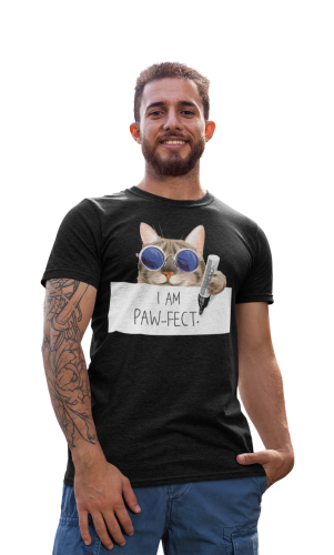KOSZULKA MĘSKA Z KOTEM DLA KOCIARZA KOT I AM PAW-FECT 
