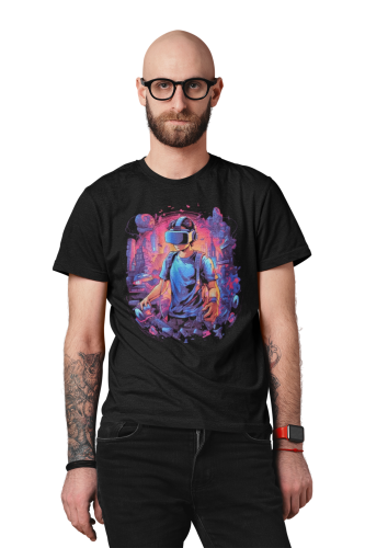 KOSZULKA GAMINGOWA DLA GRACZA ŚWIAT GIER VIDEO GAMER GOGLE VR OKULARY 