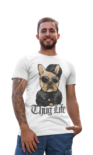 MĘSKA KOSZULKA Z PSEM DLA WIELBICIELA PSÓW PIES BULDOG FRANCUSKI BULDOŻEK FRENCHIE THUG LIFE 