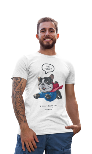 MĘSKA KOSZULKA Z PSEM DLA WIELBICIELA PSÓW PIES BULDOG FRANCUSKI BULDOŻEK SUPERMAN I AM SAVING YOU HUMAN