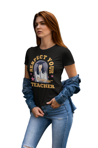 KOSZULKA DAMSKA DLA NAUCZYCIELKI DZIEŃ NAUCZYCIELA PREZENT RESPECT YOUR TEACHER 