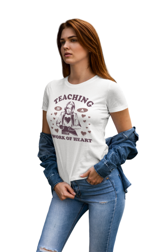 KOSZULKA DAMSKA DLA NAUCZYCIELKI DZIEŃ NAUCZYCIELA PREZENT TEACHING IS A  WORK OF HEART 