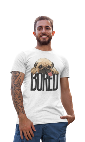 MĘSKA KOSZULKA Z PSEM DLA WIELBICIELA PSÓW PIES ZNUDZONY MOPS BORED PUG 