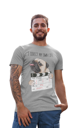 MĘSKA KOSZULKA Z PSEM DLA WIELBICIELA PSÓW PIES MOPS PUG I DIRECT MY OWN LIFE 