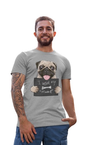 MĘSKA KOSZULKA Z PSEM DLA WIELBICIELA PSÓW PIES MOPS NAGRODA PUG I NEED MY REWARD 