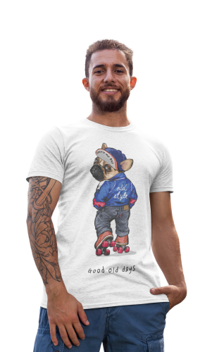 MĘSKA KOSZULKA Z PSEM DLA WIELBICIELA PSÓW PIES BULDOG FRANCUSKI WROTKI OLD STYLE 