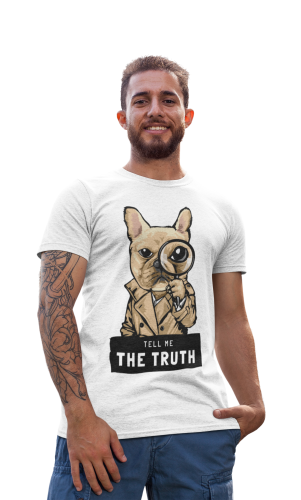MĘSKA KOSZULKA Z PSEM DLA WIELBICIELA PSÓW PIES BULDOG FRANCUSKI DETEKTYW TELL ME THE TRUTH 
