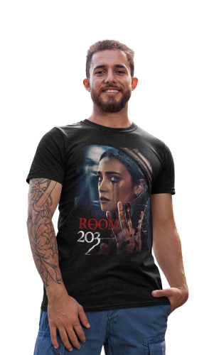 MĘSKA KOSZULKA FILMOWA Z NADRUKIEM NA HALLOWEEN HORROR ROOM 203 