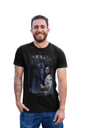 MĘSKA KOSZULKA FILMOWA Z NADRUKIEM NA HALLOWEEN HORROR DAMA PIKOWA MROCZNY RYTUAŁ