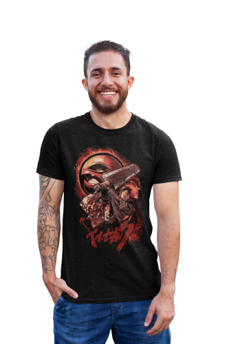 MĘSKA KOSZULKA FILMOWA Z NADRUKIEM BERSERK ANIME DARK FANTASY MANGA 